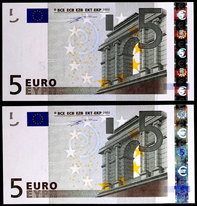 2002. 5 euros. (Ed. EU1) (Ed. 486). Arquitectura clásica. Firma Duisenberg. Pare...