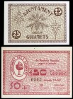 Guiamets, els. 25 y 50 céntimos. (T. 1387 y 1388). 2 billetes, el de 50 céntimos nº 0323. Escasos así. EBC+.
