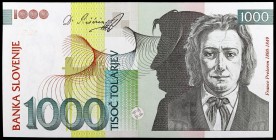 1993. Eslovenia. Banco de Eslovenia. 1000 tolarjev. (Pick 18a). 1 de junio, F. Preseren. S/C.