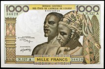 s/d. Estados africanos occidentales. Banco Central. 1000 francos. (Pick 103Ak). Leves ondulaciones. Esquinas rozadas. S/C-.
