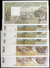 Estados africanos occidentales. 6 billetes de distintos valores y fechas. S/C-/S/C.