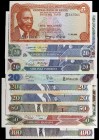 Kenya. 9 billetes de distintos valores y fechas. A examinar. S/C-/S/C.