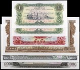 Laos. 6 billetes de distintos valores y fechas. S/C-/S/C.