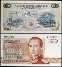 1968 y s/d (1986). Luxemburgo. Banco Internacional e Instituto Monetario. 100 francos. (Pick 14a y 58b). 2 billetes, uno con una pequeña rotura. EBC/S...