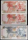 1990 y 1994. Malawi. Banco de la Reserva. 5 (dos) y 10 kwacha. (Pick 24b y 25c). 3 billetes. S/C-/S/C.