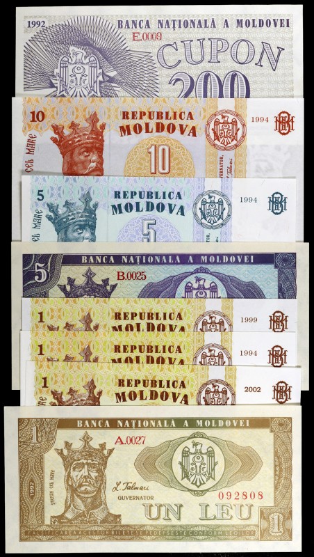 Moldova. Banco Nacional. 8 billetes de distintos valores y fechas. A examinar. S...