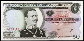 1970. Mozambique. Banco Nacional Ultramarino. 50 escudos. (Pick 111). 27 de octubre, J. de Azevedo Coutinho. S/C-.