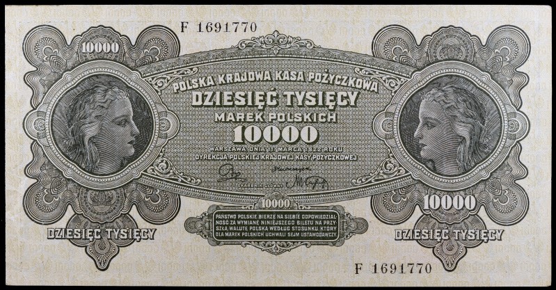 1922. Polonia. Oficina de Préstamos Nacional. 10000 marek. (Pick 32). 11 de marz...