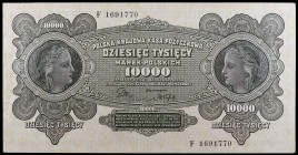 1922. Polonia. Oficina de Préstamos Nacional. 10000 marek. (Pick 32). 11 de marzo. Roces en una esquina. EBC+.