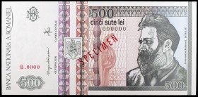 1992. Rumanía. Banco Nacional. 500 lei. (Pick 101s). Diciembre. Constantin Brancusi. SPECIMEN en anverso. Escaso. S/C.
