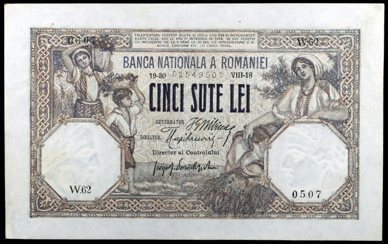 (1916-1920). Rumanía. Banco Nacional. 500 lei. (Pick 22a). Leve doblez. Raro. EB...