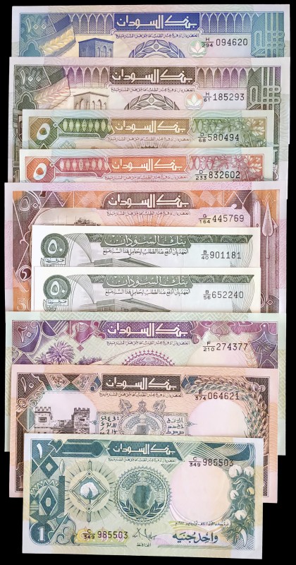 Sudán. 10 billetes de diversos valores y fechas. A examinar. S/C-/S/C.