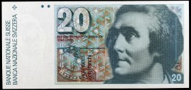 1992. Suiza. Banco Nacional. 20 francos. (Pick 55j). Horace - Bénédict de Saussure. S/C.