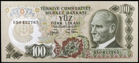 L. 1970 (1972). Turquía. Banco Central. 100 liras. (Pick 189a). 15 de mayo, Presidente Kamel Ataürk. EBC+.