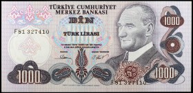 L. 1970. Turquía. Banco Central. 1000 liras. (Pick 191). Presidente Kamel Ataürk. S/C.