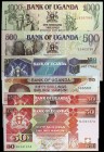 Uganda. 6 billetes de distintos valores y fechas. A examinar. S/C-/S/C.