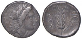 LUCANIA Metaponto - Didramma (circa 330-290 a.C.) Testa di ninfa a d. – R/ Spiga di grano – Johnston C.1.2 AG (g 7,81)
BB