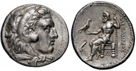 MACEDONIA Alessandro III (336-323 a.C.) Tetradramma (Amphipolis, 310-294 a.C.) Busto a d. – R/ Giove seduto a s. – Price 133 e segg. AG (g 16,84)
qSP...