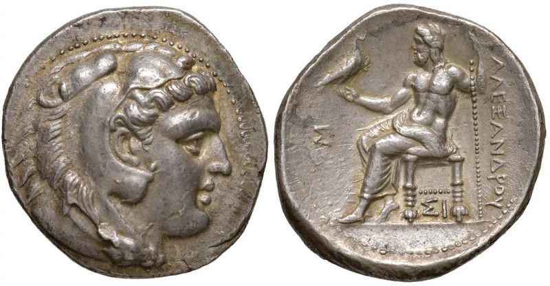 MACEDONIA Alessandro III (336-323 a.C.) Tetradramma (Sidone, 320-306 a.C.) Busto...
