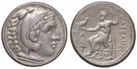 MACEDONIA Alessandro III (336-323 a.C.) Tetradramma (Amphipolis, 310-294 a.C.) Busto a d. – R/ Giove seduto a s. – Price 463 e segg. AG (g 16,82)
BB...