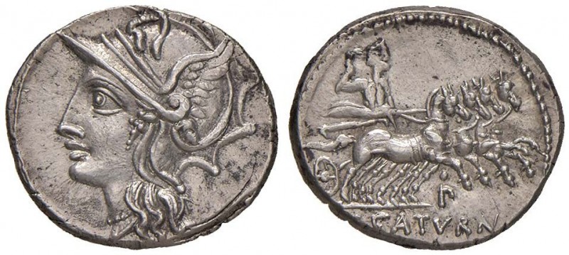 Appuleia – L. Appuleius Saturninus - Denario (104 a.C.) Testa di Roma a s. - R/ ...