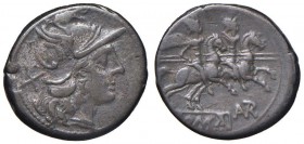 Autronia – L. Autronius - Denario (189-180 a.C.) Testa di Roma a d. - R/ i Dioscuri a cavallo a d. – B. 1; Cr. 146/1 AG (g 3,94) RR 
MB+