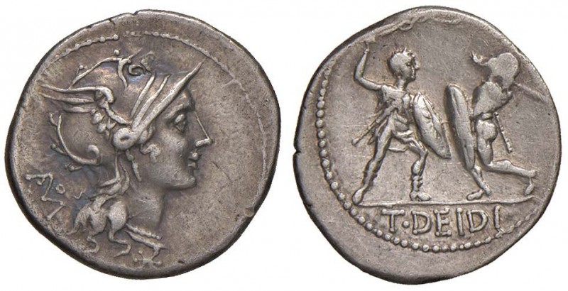 Didia – T. Didius - Denario (113-112 a.C.) Testa di Roma a d. - R/ Due gladiator...