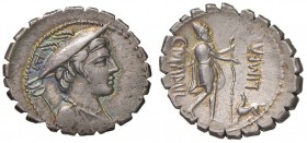 Mamilia – C. Mamilius Limetanus - Denario (82 a.C.) Busto di Mercurio a d. – R/ Ulisse riconosciuto dal cane Argo – B. 6; Cr. 362/1 AG (g 4,00)
SPL/S...