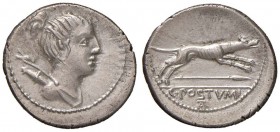 Postumia – C. Postumius - Denario (74 a.C.) Busto di Diana a d. - R/ Cane a d. – B. 9; Cr. 394/1a AG (g 3,89) Ex Nomisma 101/2007, lotto 220
qFDC