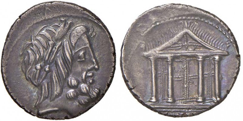 Volteia – M. Volteius M. f. (78 a.C.) Denario - Testa laureata di Giove a d. - R...