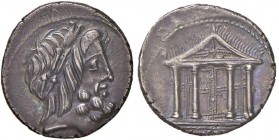 Volteia – M. Volteius M. f. (78 a.C.) Denario - Testa laureata di Giove a d. - R/ Tempio – B. 1; Cr. 385/1 AG (g 3,69) Ex Numus 43/2007, lotto 337. Co...