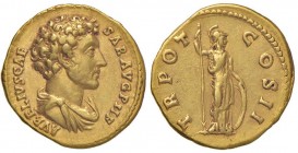 Marco Aurelio (161-180) Aureo – Testa a d. – R/ Minerva stante a d. – RIC 435a AU (g 7,07) Bell’esemplare di finissmo stile 
qSPL