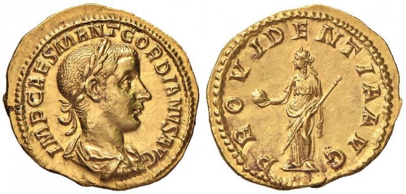 Gordiano III (238-244) Aureo – Busto laureato a d. - R/ PROVIDENTIA AVG, la Prov...