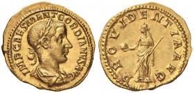 Gordiano III (238-244) Aureo – Busto laureato a d. - R/ PROVIDENTIA AVG, la Provvidenza stante a s. – RIC 23 AU (g 4,60) RR Minimo graffietto nel camp...