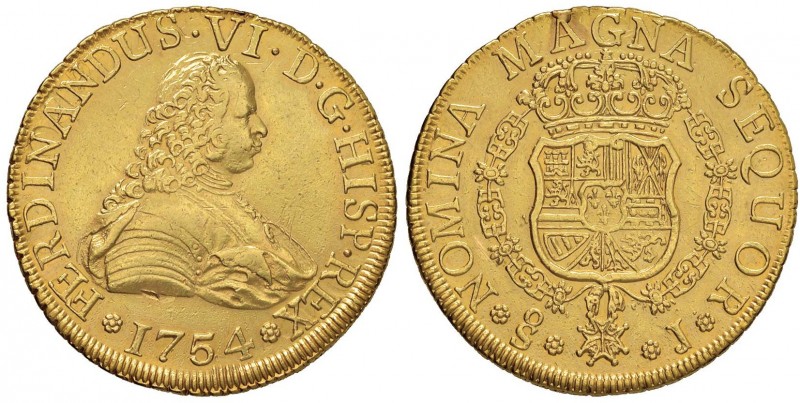CILE Fernando VI (1746-1759) 8 Escudos 1754 J – Cal. 829 AU (g 26,95) Da montatu...