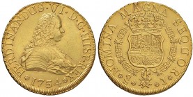CILE Fernando VI (1746-1759) 8 Escudos 1754 J – Cal. 829 AU (g 26,95) Da montatura
BB/BB+