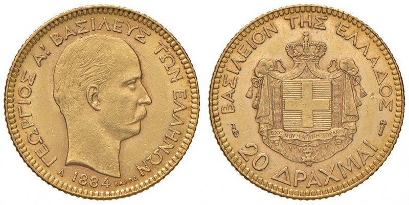 GRECIA Georgios I (1863-1913) 20 Drachmai 1884 A – Fr. 18 AU (g 6,43) Ex NGC MS6...
