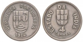 INDIA PORTOGHESE 4 Tangas 1934 – KM 21 Cu-Ni (g 3,92) RR 
qSPL/SPL