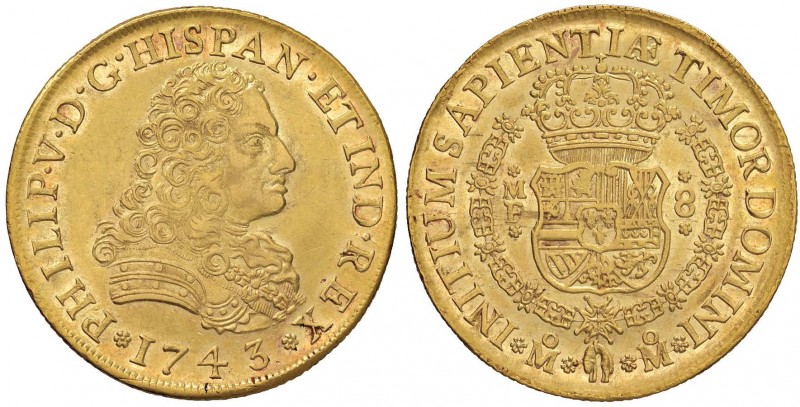 MESSICO Filippo V (1724-1746) 8 Escudos 1743 MF - Cal. 2247 AU (g 27,00)
SPL