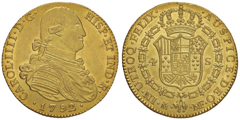 SPAGNA Carlo IV (1788-1808) 4 Escudos 1792 MF – Cal. 1475; KM 436.1 AU (g 13,40)...