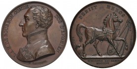 1804 Fucilazione del duca di Enghien nel castello di Vincennes – Medaglia 1804 D/ Busto a s. del duca in alta uniforme – R/ Cavallo a d. davanti a una...