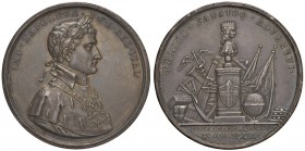 1805 Napoleone a Genova – Medaglia 1805 – D/ Busto a d. di Napoleone con mantello imperiale – R/ FELICI. FAUSTOQ. ADVENTUI. In esergo, III. KAL. JUL. ...