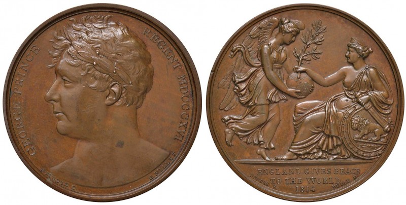 1814 Pace di Parigi – Medaglia 1814 – D/ Testa laureata a s. del principe reggen...