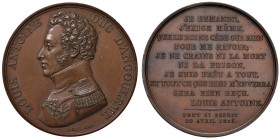 1815 Louis Antonine duca di Angoulême a Pont St. Esprit il 10 aprile 1815 durante i 100 giorni di Napoleone – Medaglia 1815 – Opus: Gayrard – Bramsen ...