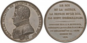 1815 La restaurazione – Medaglia 1815 – D/ Busto a s. di Carlo Filippo, conte di Artois, fratello di Luigi XVI, futuro Carlo X, re di Francia – R/ LE ...