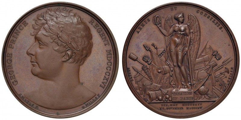 1816 Pace di Parigi – Medaglia 1816 – D/ Busto laureato a s. di Giorgio, princip...