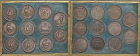 MEDAGLIE ETA’ NAPOLEONICA Astuccio contenente 11 medaglie in argento (Ø 12) coniate a Vienna per le campagne austriache vittoriose nel Regno di Napoli...