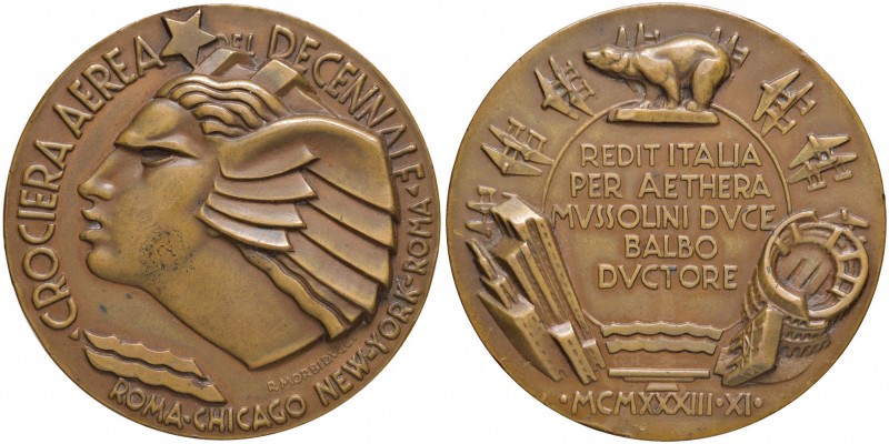 MEDAGLIE FASCISTE - Medaglia 1933 A. XI Crociera aerea del Decennale – Opus: Mor...