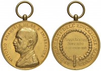 MEDAGLIE FASCISTE - Medaglia 1938 Ai Benemeriti dell’Educazione Nazionale – AU (g 17,68 – Ø 32 mm) Graffietti nei campi
qSPL