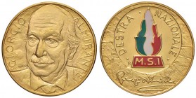 Giorgio Almirante (1914-1988) Medaglia 1993 nel V Anniversario della morte – Opus: Colaneri - AU (g 6,00 titolo 917 – Ø 20 mm) Nell’astuccio originale...